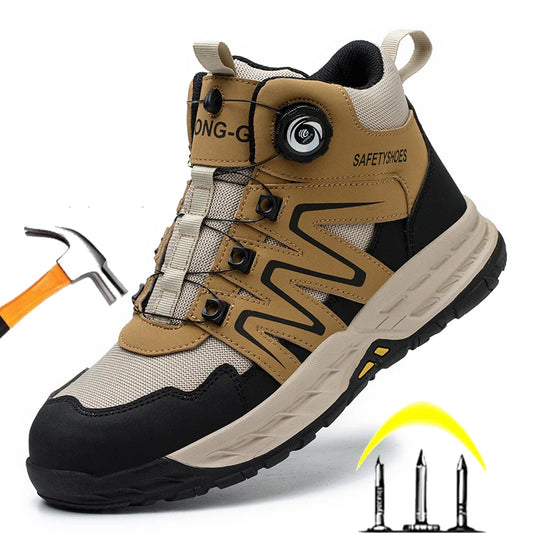 2024 Rotating Button Men Work Boots Indestructible Shoes Men Sport Shoes Protective Boots Anti-smash Anti-puncture Safety Shoes