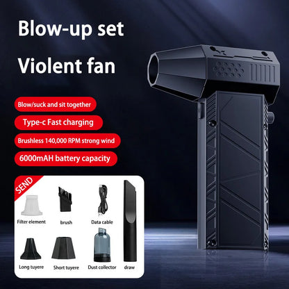Violent Fan 400000RPM Powerful Air Blower Vacuum Dust Cleaner Type-C Charging Strong Winds Brushless Turbo Jet Blower 2025 New